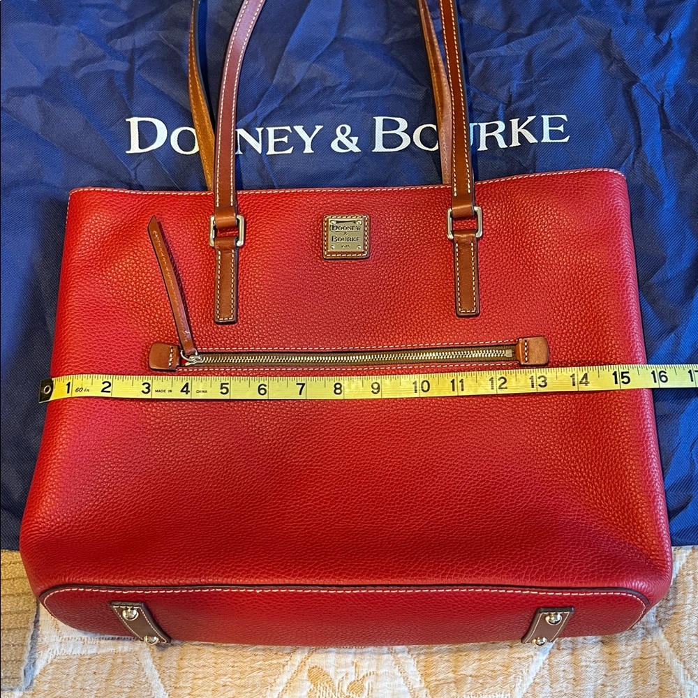 Dooney & Bourke Red Pebbled Leather Tote Bag - Picture 9 of 12